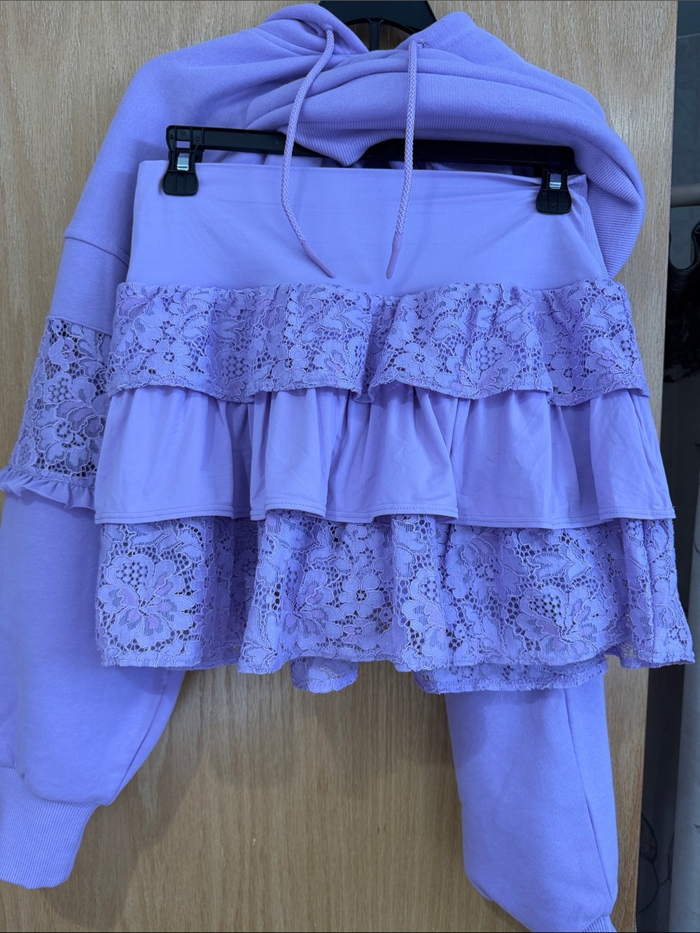 JoyLab Lavender Lace Sleeve Hoodie and Skort - Picture 3 of 3